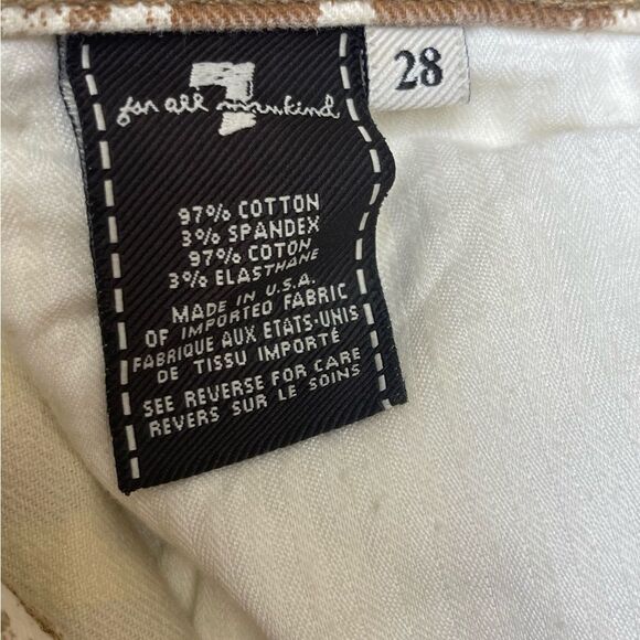 7 For All Mankind Brown & Cream Patterned The Cropped Skinny Jeans, Size 28 EUC - Picture 7 of 8